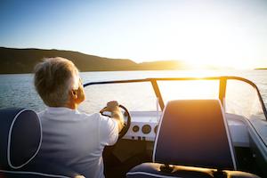 Man driving a boat